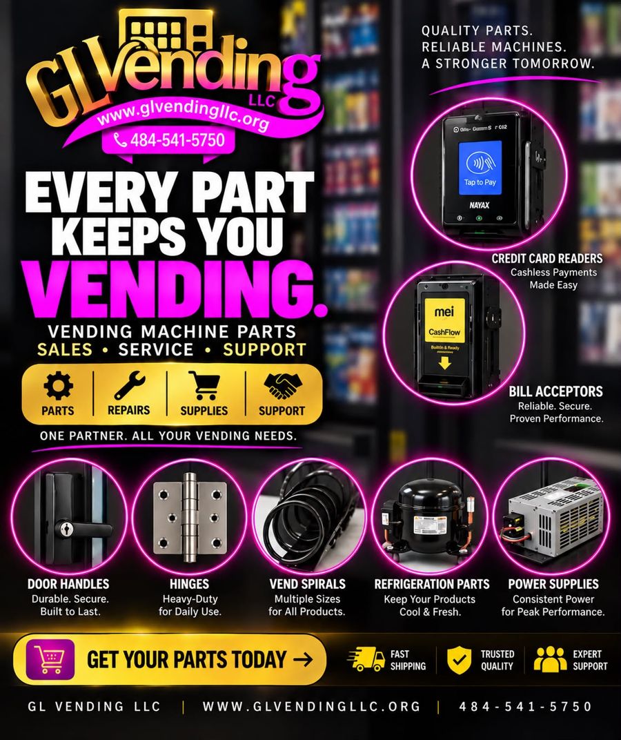 GL Vending parts, repairs, supplies, and support services